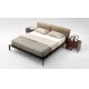 Bedroom Set Double Wooden Bed Upholstered Soft Grey Simple Modern Style