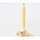 Yellow Color 24Pcs Simple Spiral Striped Birthday Candles With 12pcs Flower Holder