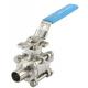Silver 3pc High Platform Sanitary Ball Valves for WZ 3A DIN CE ISO Stainless Steel Length