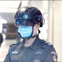 AI Virtual Reality Smart Temperature Measuring Helmet , Integration Intelligent Interactive Helmet