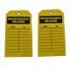 7 Height X 4 Width PVC Plastic Tags Cardstock B-853 Black On Yellow Inspection