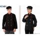 Professional Double Breasted Chef Jacket Black Long Sleeve For Men