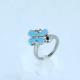 FAshion 316L Stainless Steel Flower Ring With Light Blue Enamel LRX081