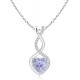 Natural Tanzanite Infinity Heart Pendant Necklace CZ Sterling SilverI 14K