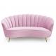 Pink couch velvet tufting upholstered  wedding rental metal living room sofa with 4 metel legs