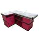 Used Grocery Store Check-out Cash Counter Steel Red Cash Wrap Counter