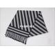 120G Stripe Black And Grey Ladies Woven Silk Scarf For Winter