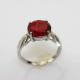 Round  Garnet Cubic Zircon 925 Silver Ring with Whtie Gold Plated (R233)
