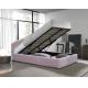 Upholstered Gas Lift Storage Bed Double Size Pink Color Plush Velvet Fabric