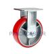 Rigid Fixed Heavy Duty Casters Wheels Red 6 Inch Polyurethane Wheels
