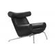 Leather Wegner Ox Fiberglass Arm Chair Leisure EJ100 With Ottoman Metal Leg