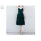 Dark Green Sleeveless Backless Prom Dress Polyester Fabric Back Bow Short Length