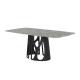 Iron Base Rectangle Dining Table Black Coating Marble Dining Room Sets