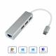 Type c 3-Port USB-C to RJ45 USB 3.0 Aluminum Portable Data Hub, with 10/100/1000 Mbps, or 1 Gigabit Network Adapter with