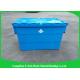 Packaging Distribution Totes With Hinged Lid , Logistic Big Plastic Containers