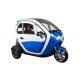 Blue Enclosed Electric Tricycle With Safety Belt Disc Brake System Sightseeing