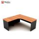 Curved L-shaped Modern Executive Desk with Cabinet Storage Single Computer Desk in Wood Style MFC