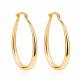 Platinum Plated Smooth Circle 14k Gold Hoops 30×21mm For Women Lady