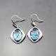 Sterling Silver  Blue Topaz  Cubic Zircon Dangle Earrings(PSJ06215)
