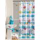 Mildew resistant shower curtain with matching window curtain shower curtain