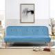 Blue Velvet 3 Seater Sofa Bed Foldable Sofa Bed With Wood Feet