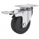 medium duty 4 swivel black rubber caster with brake, swivel soft rubber castor brake