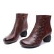 S182 Factory autumn and winter new handmade retro ethnic leather women's shoes in tube thick heel cowhide boots wholesal