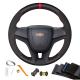 Auto Custom Black Red Genuine Leather Suede Steering Wheel Cover For Chevrolet Cruze Aveo 2009 2010 2011 2012 2013 2014