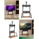 Black Mobile TV Cart Tv Trolley On Wheels Locking Wheels For 55 - 86 Inch Monitor