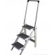 UV Certificate 3 Step Aluminum Ladder , Two Wide Step Stool Ladder With Tool Box And Wheels