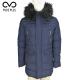 Long Mens Warm Padded Jackets With Fix Fur Hoody Side Pockets Thermal Tested
