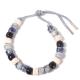 Sodalite Howlite Beaded Bracelet 13.5g With Braided Silver Cord
