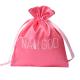 Small Pink Satin Drawstring Bags With Logo Screen Printed