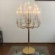 New wedding decoration tall gold metal candelabra with glass chimney