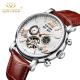 Silver Case Tourbillon Mechanical Watch Day / Date Pointer Dial Display