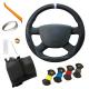 Design Black Suede Leather Sew Steering Wheel Cover For Ford Focus 2 C-MAX Transit 2005 2006 2007 2008 2009 2010 2011 2012 2013