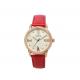 Round Alloy Case Leather Quartz Watch With Red Leather Band Big Face