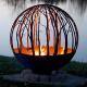 Outdoor Wood Burning Corten Steel Sphere Fire Pit Round Custom