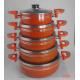 Orange 5 Pcs Non Stick Sauce Pot Set , Ceramic Coating Steam Pot
