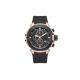 Rose Gold Stainless Steel Chronograph Watch Men High Strenght Silicone Strap