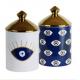 Eye Pattern Candle Ceramic Containers With Letterpress Printing Gravure Printing