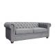 210cm Three Seater Fabric Sofa Classic Chesterfield Tufted Buttons Nails Grey Fabric Sofa 3 2