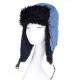 Army Blue / Black Faux Fur Wool Winter Caps With Ear Flaps 30cm Hat Height