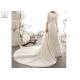 Ivory Plain Elegant Satin Wedding Gowns Half Sleeve Backless With Big Bow