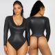 Full Bodysuits Shapewear for Women V-Neck Long Sleeve and Tummy Control in One Piece