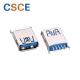 Blue Color Female USB PCB Connector , USB 3.0 Connector Brass Material Shell