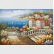 Mediterranean Seascape Paintings  , Contemporary Coastal Canvas Wall Art