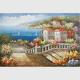 Mediterranean Seascape Paintings  , Contemporary Coastal Canvas Wall Art