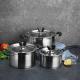 Amazon Multifunctional Kitchen Cookware Silver Cooking Pot Set Stainless Steel Pans And Pots Set With Lid