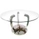 Tempered Glass Top Round Dining Table With 201 Stainless Steel Silver Base